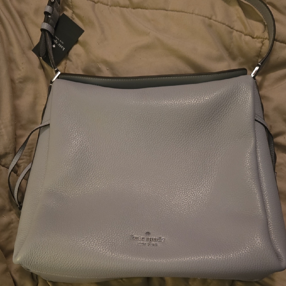 NWT Kate Spade Pebbled Leather Shoulder Bag in Gray
